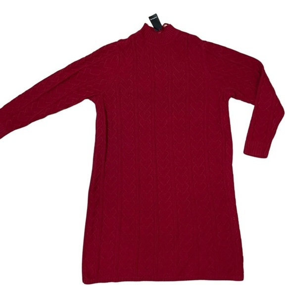 Torrid 2 ❤️ MOCK NECK MINI DRESS - CABLE KNIT HEART RED - Picture 5 of 8